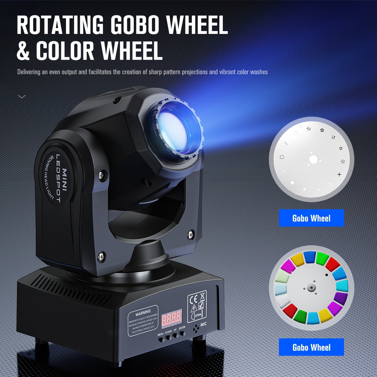 [Disco DJ Party KTV] 2pcs 30W RGBW Spot LED Black Moving Head Light 7 Gobos 8 Color Stage Light DMX512 Disco DJ Party KTV Wedding Light