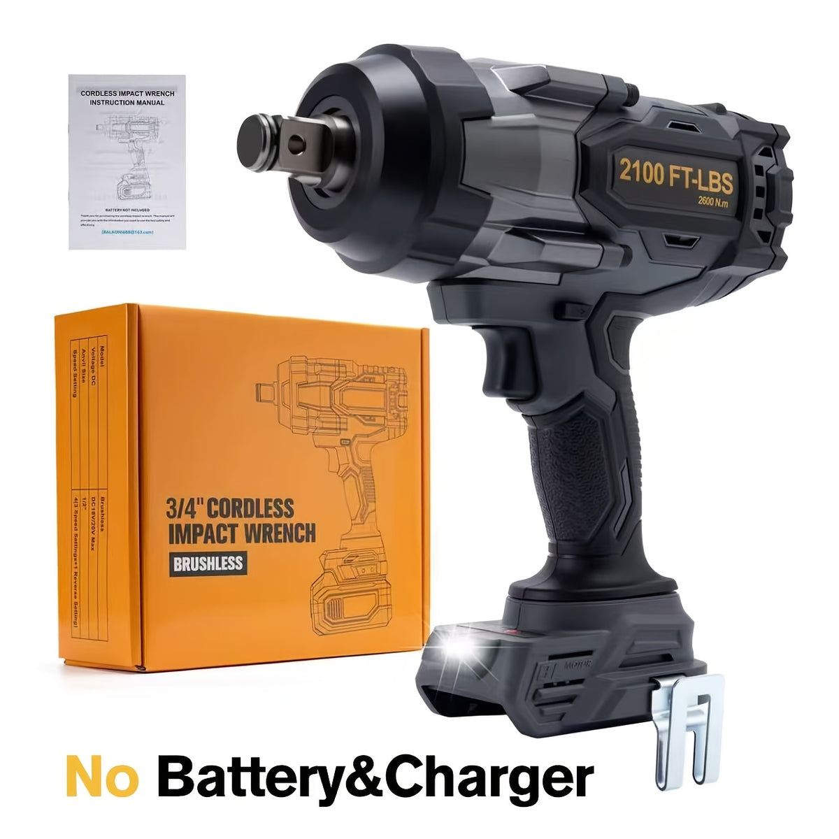 1700/2100 Ft-Lbs Cordless Impact Wrench, 3/4 Inch Electric Impact Gun, Compatible with Dewalt 20V MAX Battery, Brushless Constant High Torque Impact Driver with 3 Speed, Tool Solely (No Battery Included)