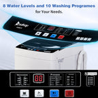 Full Automatic Washing Machine, 15.6/17.6/17.8/25Lbs Top Load Portable Washer with Drain Pump, 10 Wash Programs 8 Water Level Washer and Dryer Combo, 2 in 1 Washer and Dryer for Apartments, RV, Camping