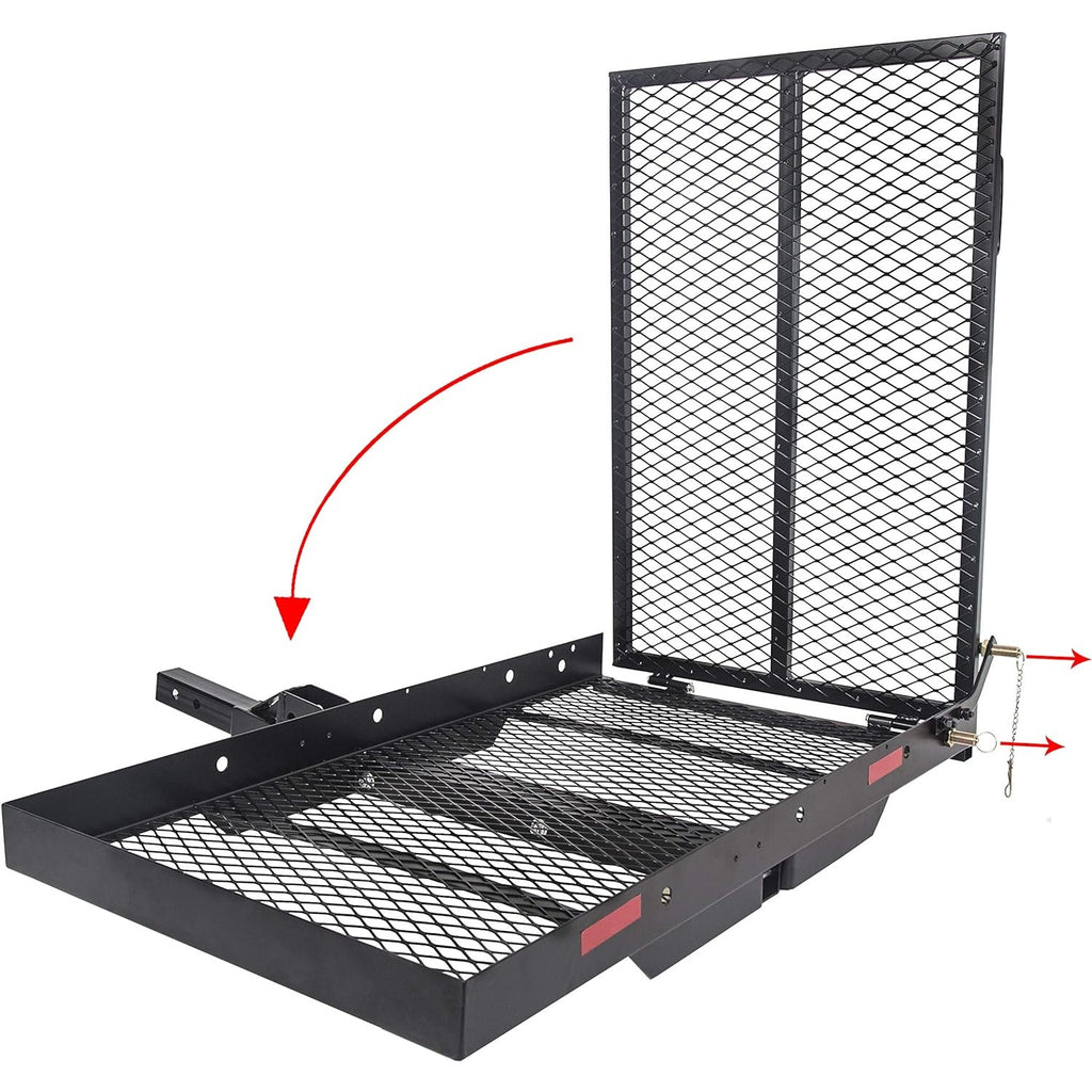 Hitch Cargo Carrier with Ramp Foldable Hitch Mount Wheelchair Carrier Mobility Scooter Ramp 500 Lbs Weight Capacity (halloween & accessories)