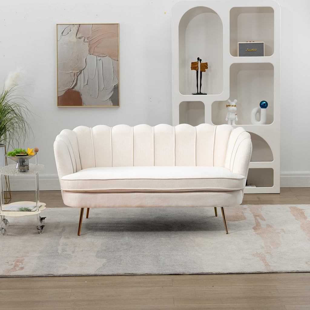 Comfy Loveseat Sofa Small Couch 2-Seater Sofa with Golden Metal Legs for Living Room, Bedroom, Apartment