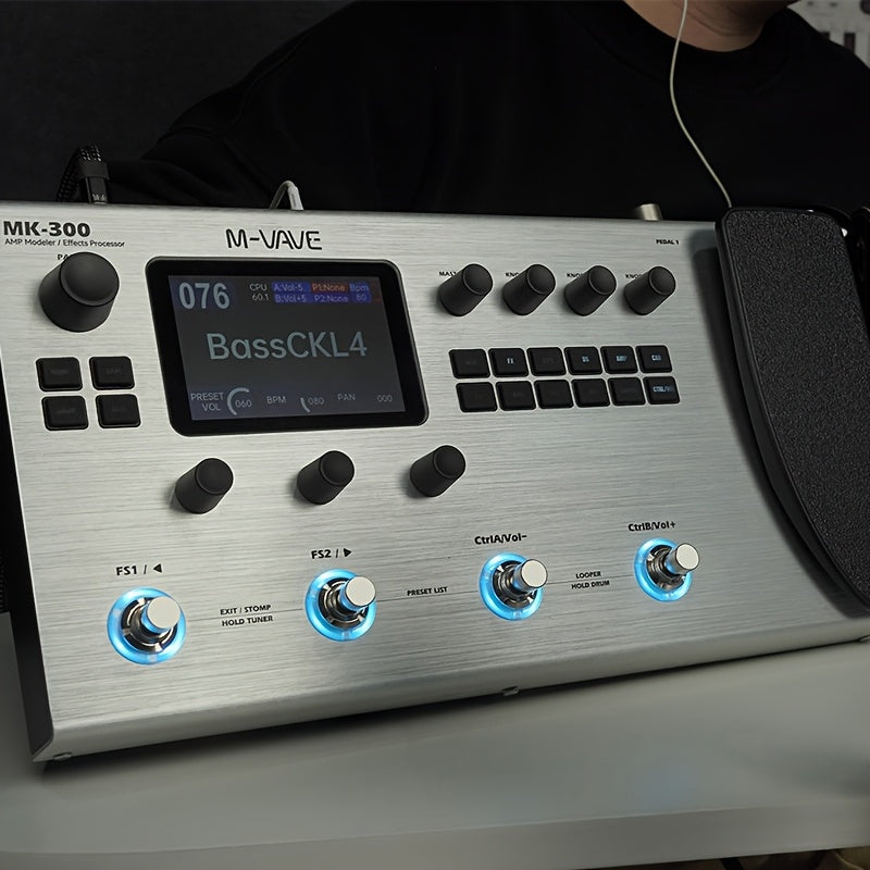 M-VAVE MK-300 Electric Guitar Comprehensive Effect Device, Accompaniment Loop, Analog Speaker And Sound Card Equipment, Bass Phrase Loop Drum Machine