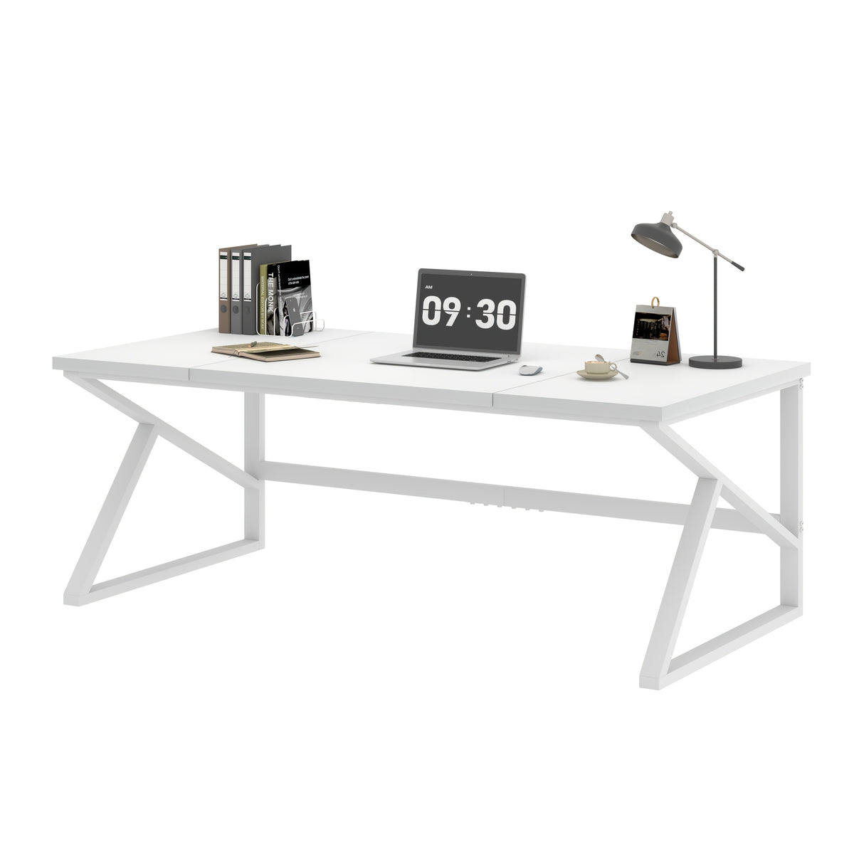 [Extra Long Computer Desk] 70 Inch Extra Long Computer Desk, Industrial Metal Wood Home Office Desk, Large PC Laptop Table For 2 Person Executive Writing Work Study Gaming, Bedroom Living Room Dual Monitor Desk, Dark Gray
