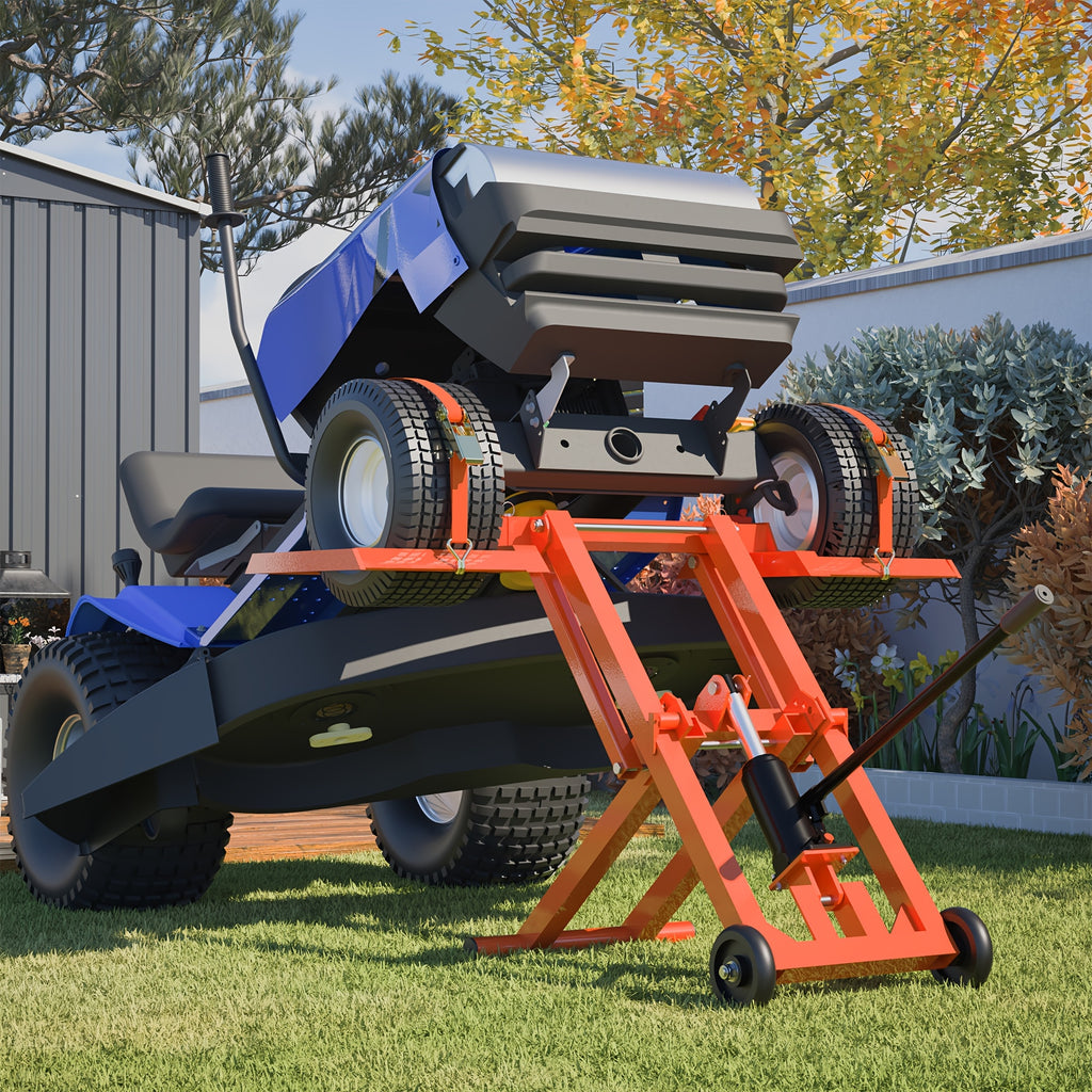 Sturdy 500 Lbs Capacity Lawn Mower Lift Jack - with Hydraulic Jack · Riding Mower Lift Foldable Design | for Zero Turn Mower Lift and Garden Tractors - for Mower Maintenance or Repair