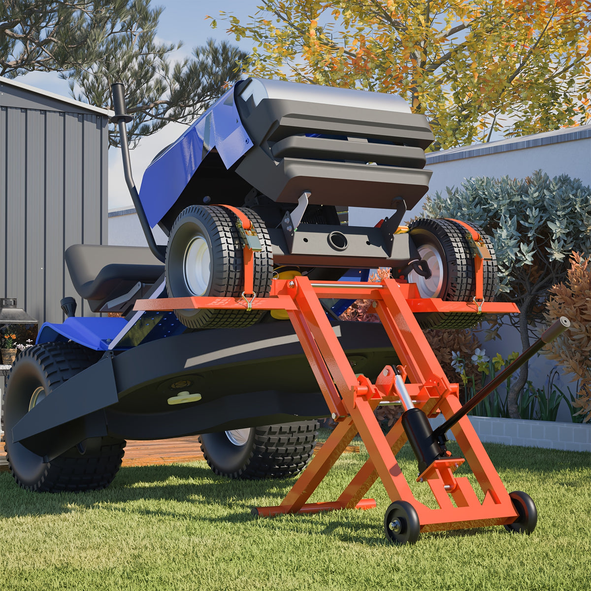 Sturdy 500 Lbs Capacity Lawn Mower Lift Jack - with Hydraulic Jack · Riding Mower Lift Foldable Design | for Zero Turn Mower Lift and Garden Tractors - for Mower Maintenance or Repair