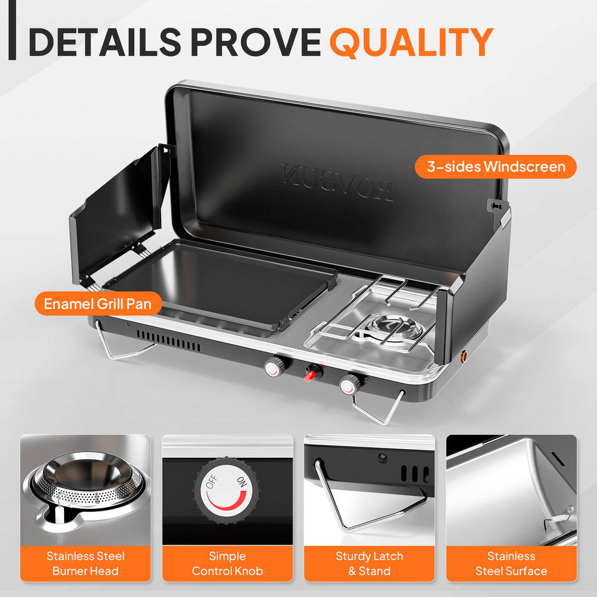 MEFEIR 2-in-1 Camping Stove with Propane Oven, Portable 2 Burner Stove & Outdoor Oven Combo with Auto-ignition & Thermometer for Camping Backyard Picnic