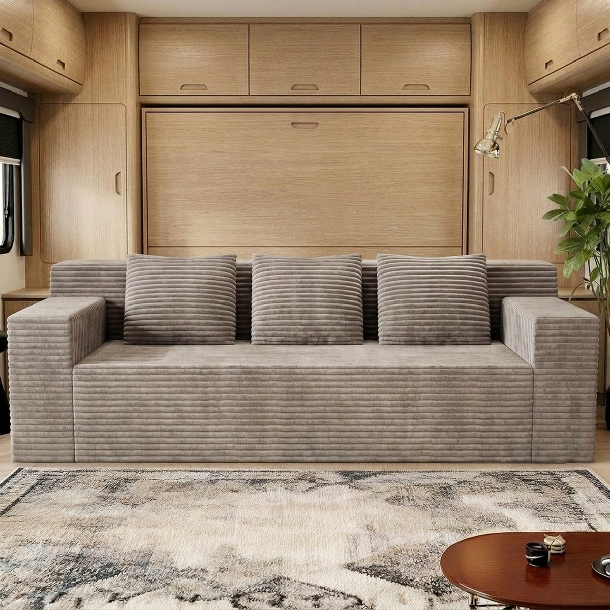 RV Corduroy Sofa in 42-Inch or 70.8-Inch Sizes, No-Assembly Plush Deep-Seat Couch for Camper or Home