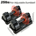 25 Lbs Adjustable Dumbbells Pair - 5Lb 10 Lbs 15 Lbs 20 Lbs 25 Lbs 5 in 1 Dumbbells Adjustable Weight, Compact Quick Adjusting Dumbbells Set for Full Body Workouts And Fitness Home Gyms