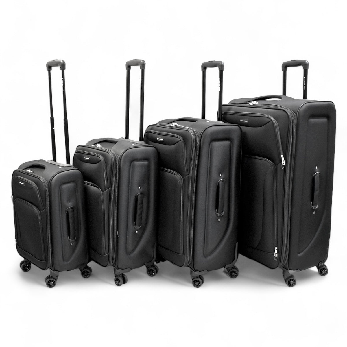 4-Piece Softside Spinner Luggage Set – Lightweight Expandable Suitcases in 20" 24" 28" 32" – Durable Fabric with 360° Wheels & Telescoping Handles – Black, Grey, Plum Travel Set
