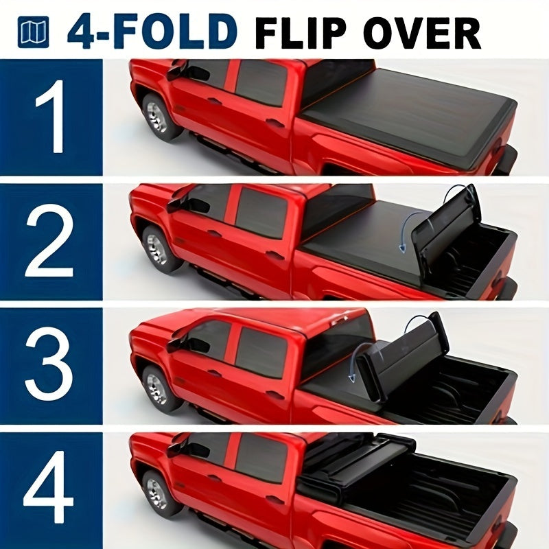 5.7/5.8FT 4-Fold Hard Tonneau Cover Car Additions Truck Bed Cover for Ram 1500 with LED Lamp 2009-2024
