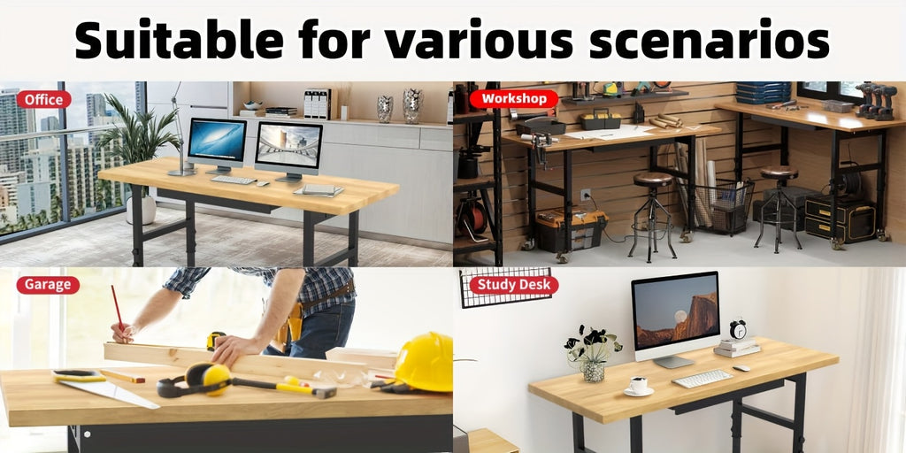 60 Solid Wood Tool Desk - with Drawers, Outlets, and Swivel Casters - Multiple Models Available
