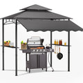 8'X7.8' Grill Gazebo Canopy - Sturdy Steel Structure, Two-Tiered Canopy for Outdoor Grilling with Shelves, Ceiling Hooks, And Ground Stakes, Outdoor Patio Canopy Tent BBQ Gazebo for Your Backyard