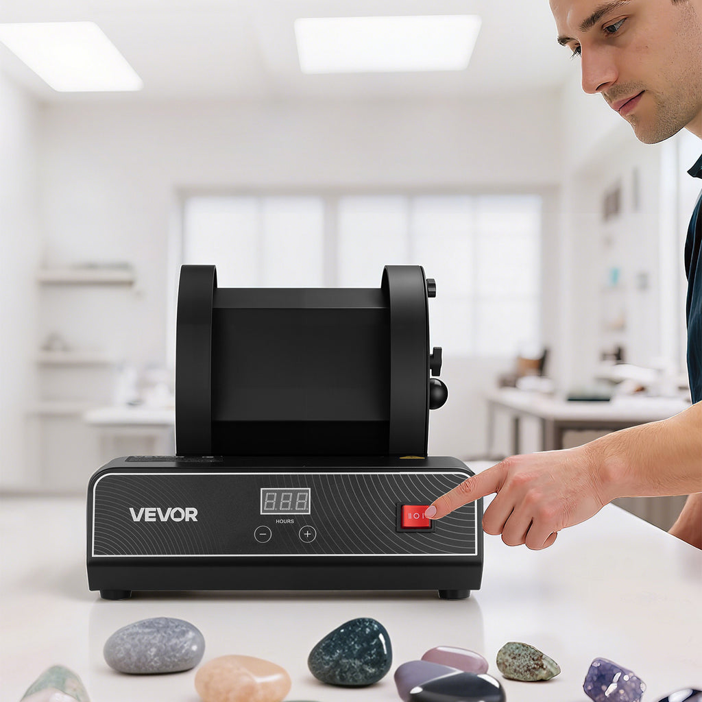 VEVOR Rock Tumbler Kit, 17 lbs Rock Polishing Kit, 2-Speed Stone Polishing Kit with 240-Hour Polishing Timer, Rock Polisher with Belt-Driven Brushless Motor, Rock Polisher for Adults