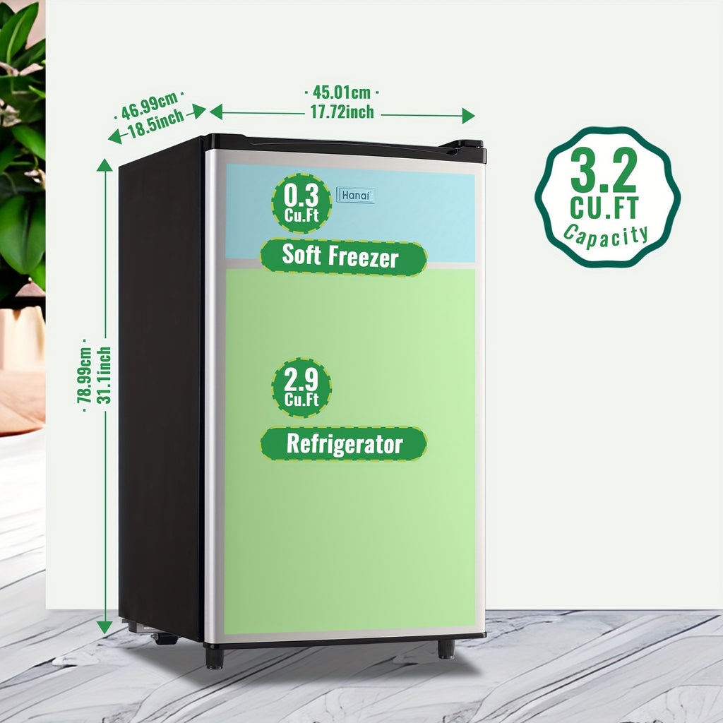 WANAI Compact Refrigerator 2.4 CU.FT Mini Fridge with Freezer Single Door Adjustable Temperature Side Door Wire Rack Suit for Dorm Office Apartment