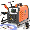 HITBOX 200A 6-In-1 Multi-Process Welder, Gasless MIG/ HF TIG/ Stick/ Plasma Cutter 40A/ Spot Welder, 110V 230V Dual Voltage Welding Machine with Synergy & Large LED Display, Ideal for Home & Auto Repair