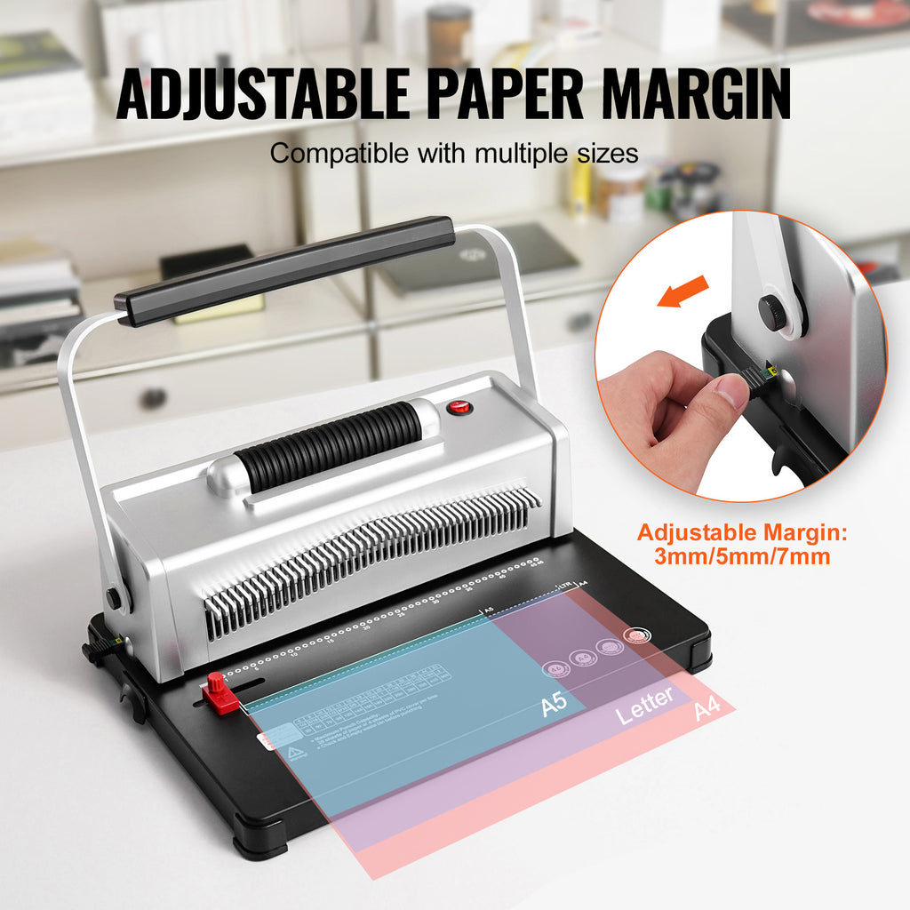 Electric Coil Binding Machine by VEVOR for Letter, A4 and A5 Documents—Punches 20 Sheets and Binds 500