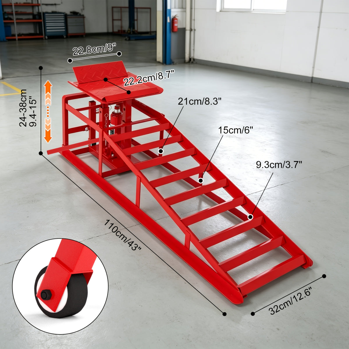 Car Ramps, 2pcs Hydraulic High-lift Service Vehicle Ramps, 5T (11050 Lbs), Car And Truck Wheel Ramps for Oil Change, with Supporting Crane, Suitable for DIY Shops And Car Beauty Shops