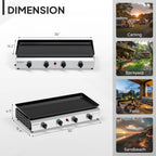 Portable Propane Griddle by MEFEIR — Four Adjustable Burners, 426-Square-Inch Cooktop and Piezo Ignition