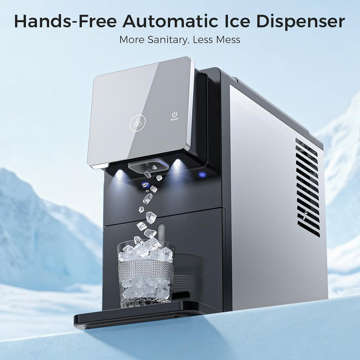 Nugget Ice Maker Countertop, Pellet Crushed Chewable Ice Cubes Ice Dispenser Countertop Stainless Steel Ice Maker Machine for Home Office Kitchen Party