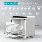 ICYGLEE Portable Mini Dishwasher, Compact Countertop Dishwasher, Equipped with a 5-Liter Built-In Water Tank, Ideal for Apartments And Motorhomes, Offers 6 Modes And Baby Care, No Plumbing Installation Required