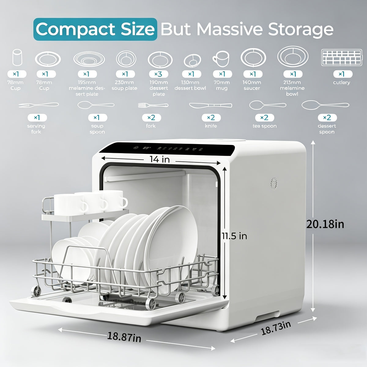 ICYGLEE Portable Mini Dishwasher, Compact Countertop Dishwasher, Equipped with a 5-Liter Built-In Water Tank, Ideal for Apartments And Motorhomes, Offers 6 Modes And Baby Care, No Plumbing Installation Required