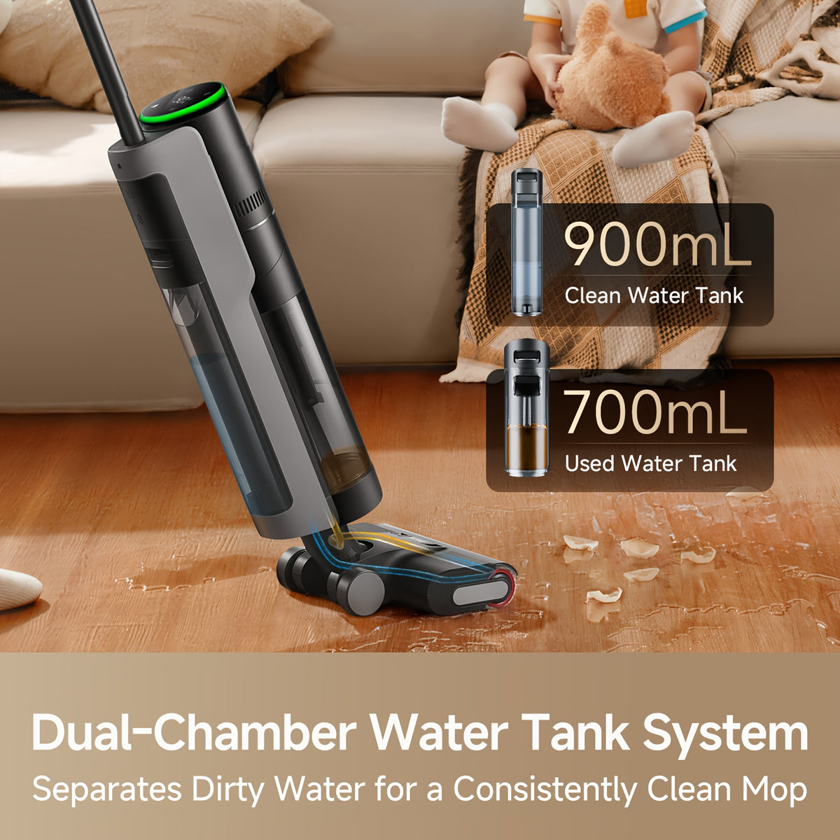 Refurbished DREAME H12 PRO Wet Dry Vacuum Cleaner, Cordless Vacuum Mop All In One, Smart Floor Cleaner for Hard Floor, One-Step Edge to Edge Cleaning with Hot Air Drying