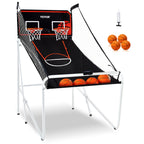 VEVOR Foldable Basketball Arcade Game, 2 Player Indoor Basketball Game, Home Dual Shot Sport with 4 Balls, 8 Game Modes, Electronic Scoreboard, and Inflation Pump, Adults (Black & White)