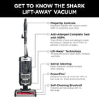 Shark Navigator Lift-Away Upright Vacuum UV730, Self-Cleaning Brushroll, HEPA Anti-Allergen Seal, Powerful Suction for Pet Hair, Carpet & Hard Floor Cleaner with LED Headlights, 13.5 lbs