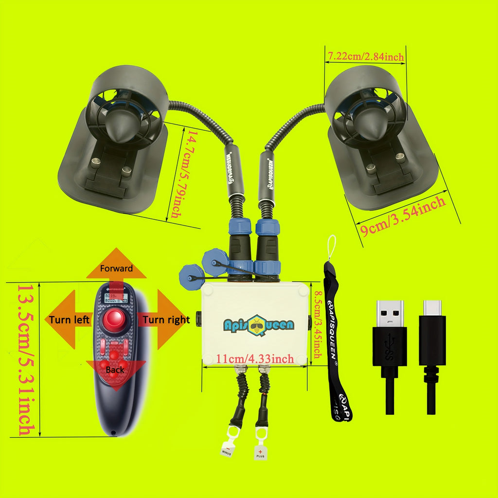 U2 Kit 12-16V Brushless Underwater Thruster 3.4kg (7lbs) Thrust with 45A Bi-directional ESC and Non-Waterproof Remote Control for ROV, Fishing Boat, Kayak Applications
