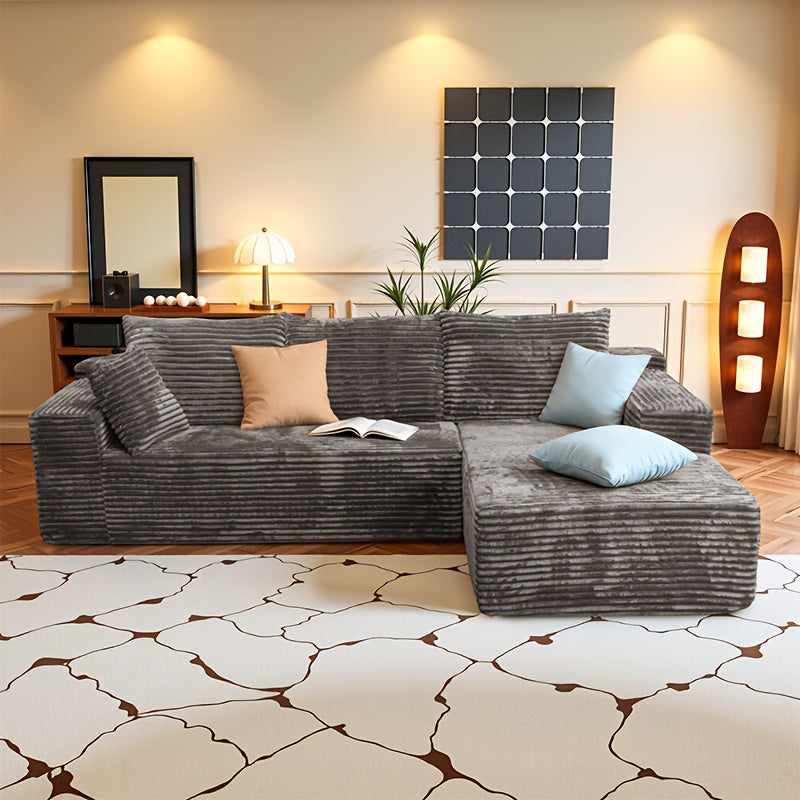 103-inch L-shaped Sofa, a Multifunctional Transforming Compression Sofa Bed with Chaise Lounge, Comes with 2 Throw Pillows, Built-in High-density Supportive Sponge, a No-assembly-required Sofa Chair Suitable for Bedrooms and Living Rooms