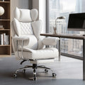 Executive Office Chair for Heavy People, Gaming Chair, Ergonomic Wide Desk Computer Chair with Pocket Spring Lumbar Support, Footrest, Outward Fixed Soft Armrests, High Back PU Leather, Height Adjustable, Big and Tall