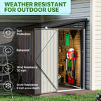6' X 4' Metal Lean-to Storage Shed, Outdoor Side Storage Cabinet for Patio, Garden, And Lawn (Brown)