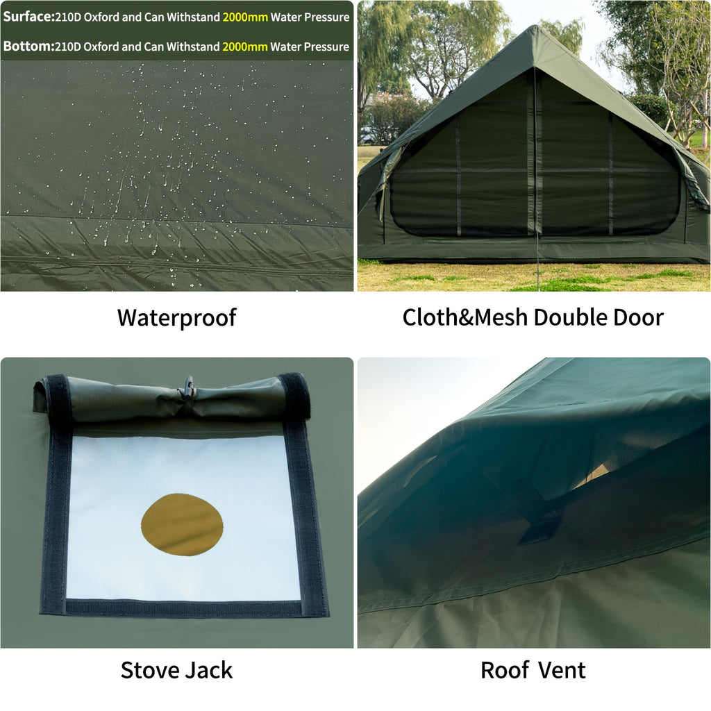 65 Sq.ft Inflatable Camping Tent For 3-4 Person, Self-Supporting Air Tent With Easy Setup, Windproof Cabin Tent With Mesh Windows, Portable Inflatable Tent For Outdoor Camping, Hiking, Backpacking & Travel