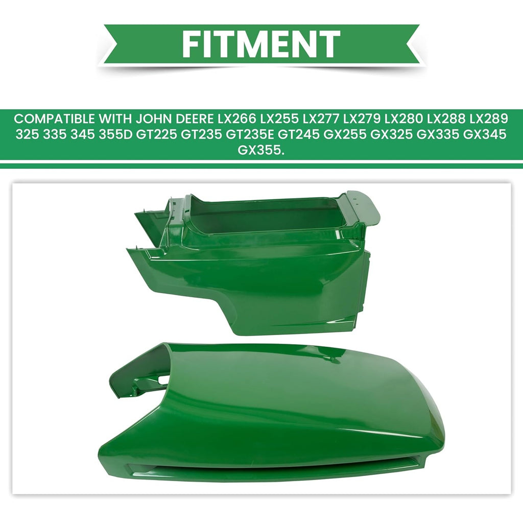 Lower & Upper Hood Replacement for John Deere Models LX255 LX266 LX277 LX279 LX280 LX288 LX289, 325 335 345 355D, GT225 235 235E 245, GX255 325 335 345 355 Replaces AM132595 AM132529