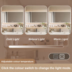 Legend Stone 35"x 28" Aluminum Bathroom Mirror Cabinet with Smart LED Lighting And Defogging, Wall-Mounted Vanity Mirror with Cosmetic Storage Rack And Hair Dryer Holder, Khaki