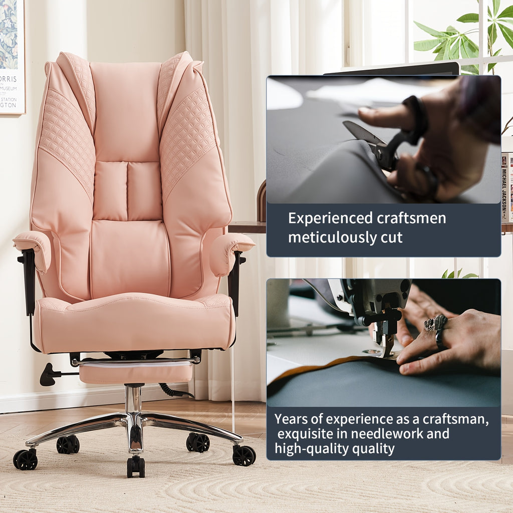 [PU Leather Executive Chair] Efomao Desk Office Chair 400LBS, Big And Tall Office Chair, PU Leather Computer Chair, Executive Office Chair With Leg Rest And Lumbar Support