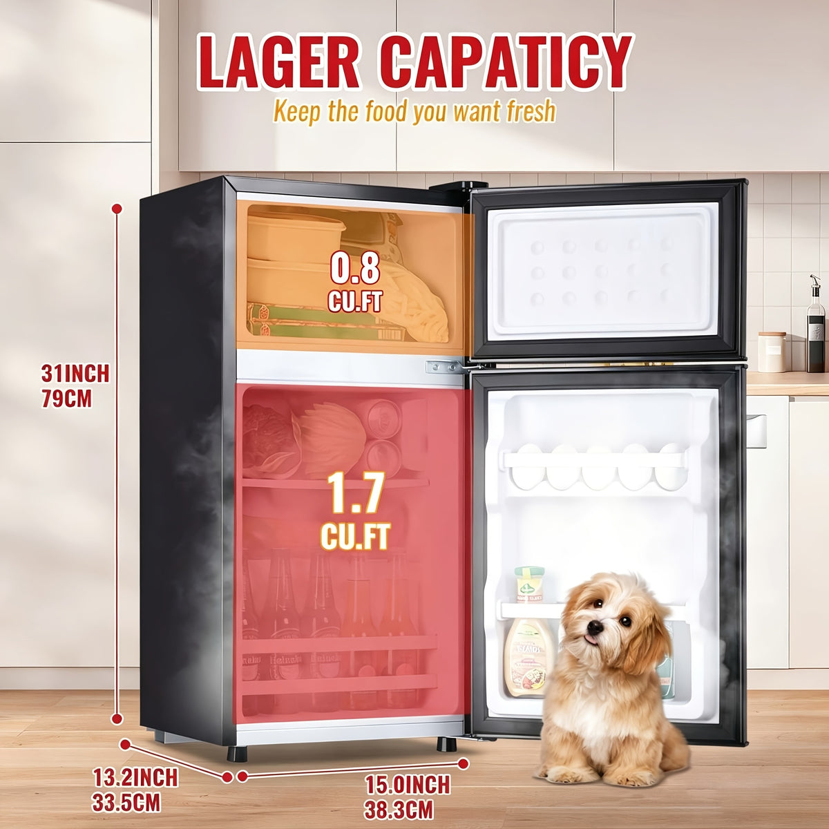 2.5/3.5/4.5 Cu.Ft Mini Fridge with Freezer, Double Door Compact Refrigerator with Adjustable Thermostat And Shelves, Small Fridge with Large Capacity, Perfect for Bedroom, Dorm, Home, Office?