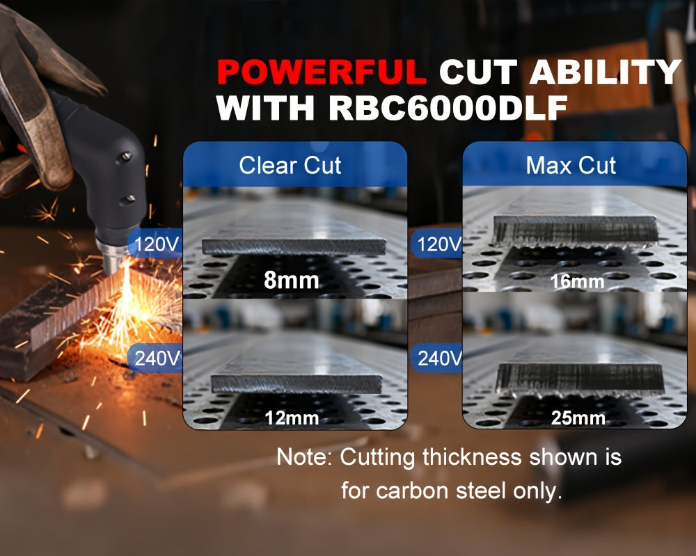 Reboot Plasma Cutter Non-High Frequency Non-Touch Pilot Arc, 120V/240V Dual Voltage, 1 Inch Max Cut 5/8 Inch Clean Cut, Mesh Cutting, 2T/4T, Large LED Display for Beginners