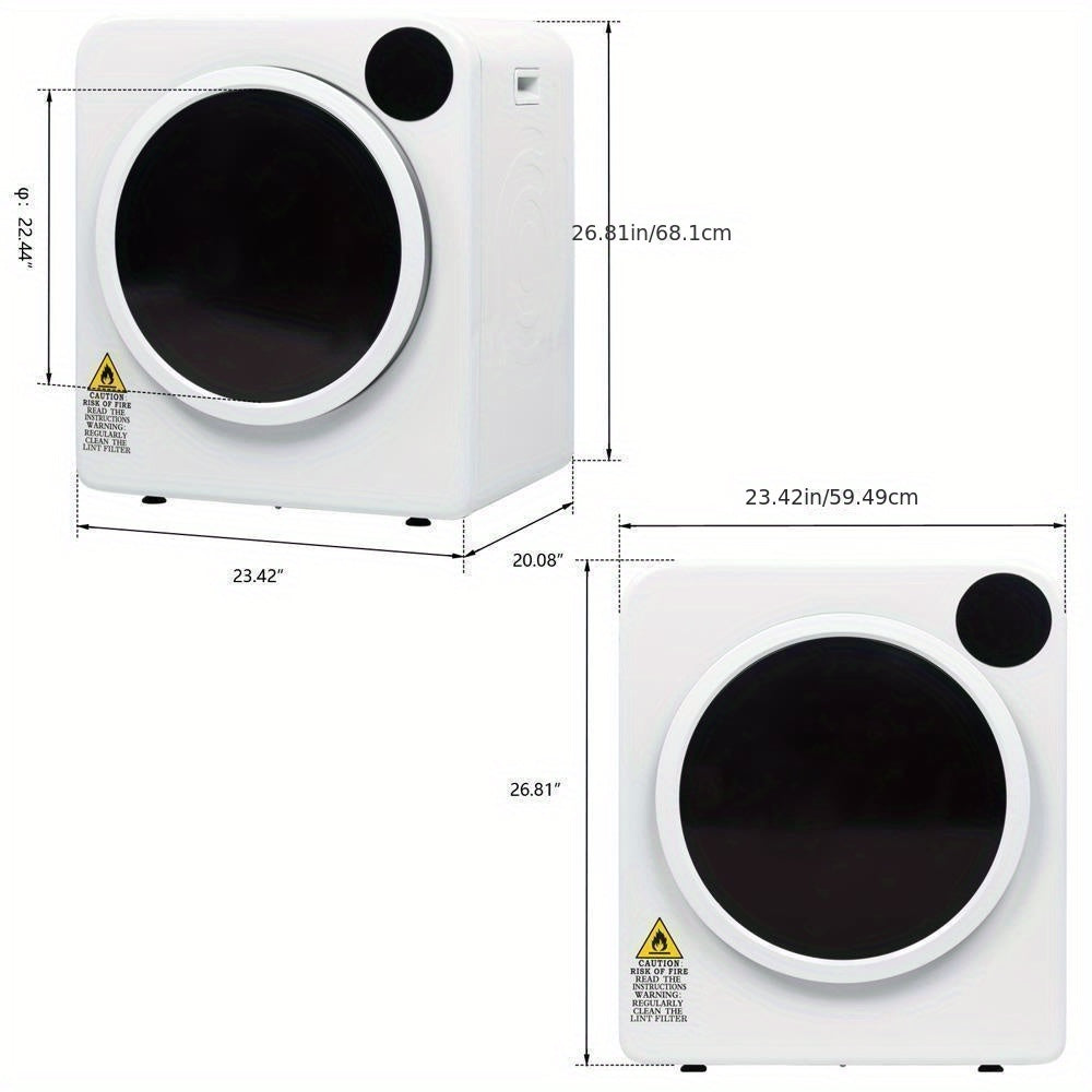 13.2LBS Portable Clothes Dryer 3.5 Cu.Ft - High End Front Load Tumble Laundry Dryer with LCD Touch Screen, Stainless Steel Tub for Apartment Home Dorm, Classic White