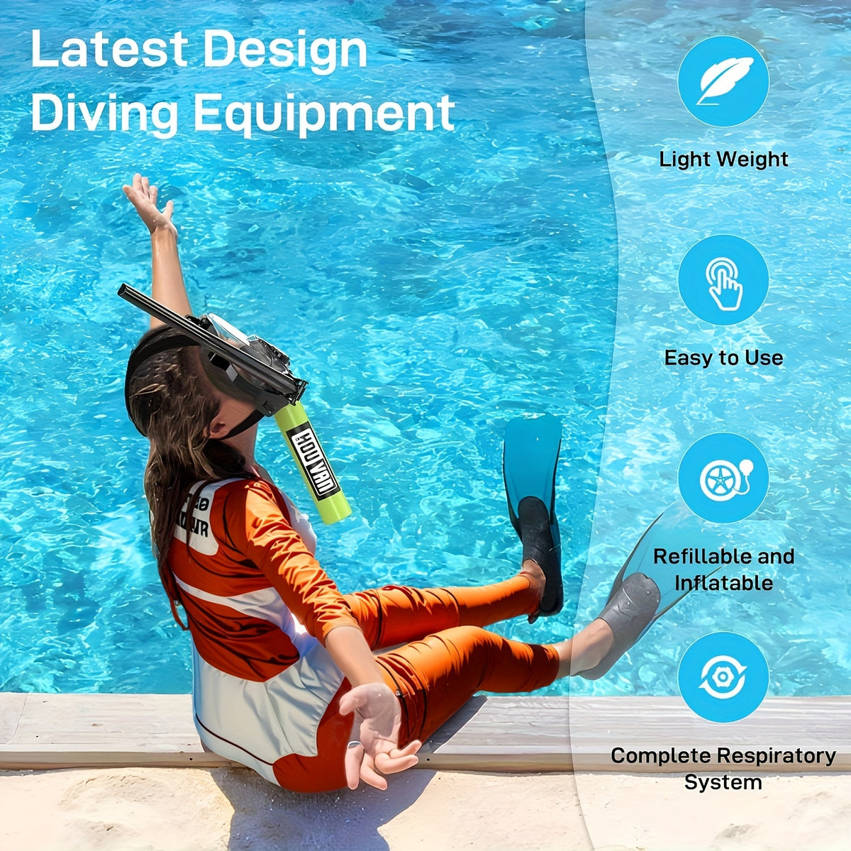 HOUVAN 16.91 oz Mini Diving Tanks Aluminum Alloy Diving Oxygen Cylinder Suitable For Underwater Photography, Underwater Recreation, Snorkeling Practice, Perfect | Portable Shallow Diving Cylinder | Boat Backup Air Source | Snorkeling Diving Tank