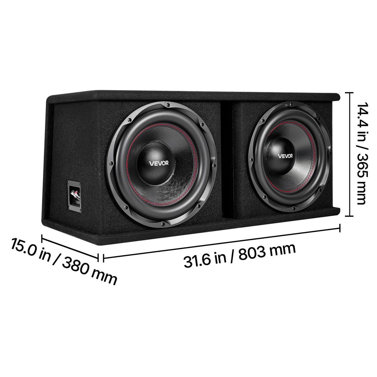 VEVOR Subwoofer Bass Package, 12 in, 1200W RMS, Dual Car Audio Subwoofer and Amp Package, with Loaded Enclosure, Separate Amplifier, and Wiring Kit, for Various Vehicles Trunks, Car Audio Systems