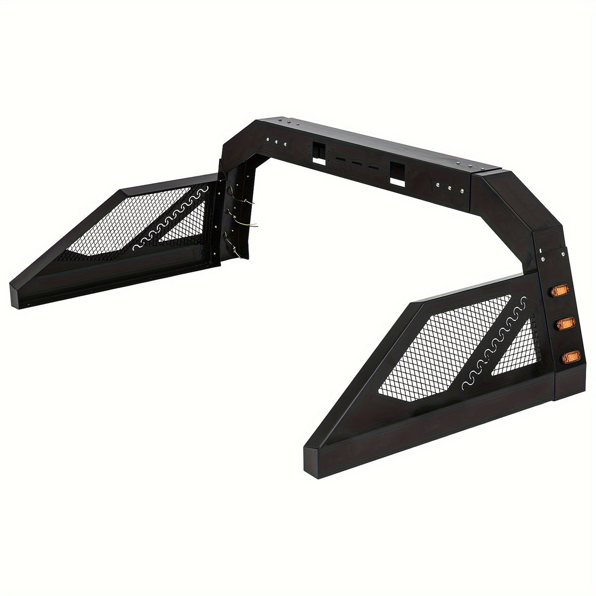 Truck Roll Bar Chase Rack Adjustable with 6 Amber Auxiliary Side Marker Lamps, Universal Fit for Pickup Trucks