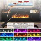 80" TV Stand Fireplace with 36" inch Electric Fireplace Up to 90" TVs, LED Light Entertainment Center, 80" Modern Wood High Gloss with Highlight Storage Cabinet for Living Room