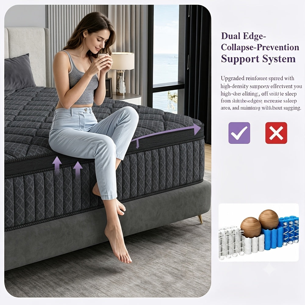 EVLWZL 10"/12"/14" Gel Memory Foam Hybrid Pocket Spring Twin Full Queen King Size Bed Mattress in A Box, Medium Firm Premium High Quality Innerspring Hybrid And Cooling Gel Memory Foam Mattress And Motion Isolation