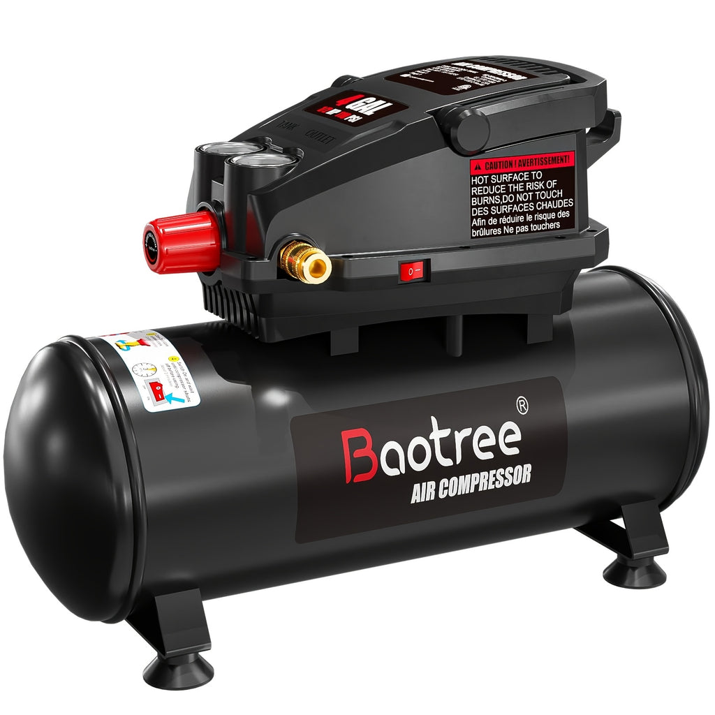 [Portable Ultra Quiet] 4 Gallon Portable Ultra Quiet Air Compressor, Max 110PSI Oil Free Air Compressor Tank, 0.5HP Motor 0.6SCFM@90 PSI, 1.0SCFM@40PSl Garage Air Compressors For Car Repair, Spray Painting, Woodwork Nailing
