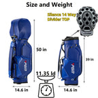 PGM Golf Cart Bag With 14 Way Organizer Divider Top, Premium Cart Bag With Handles And Rain Cover For Men/Blue