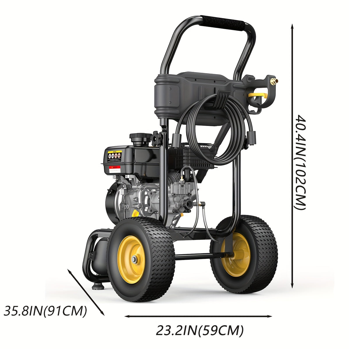 BLUBERY 3500 PSI Cold Water Gas Pressure Washer, 2.6 GPM Pressure Washer, 30Ft Pressure Hose, Black, Without Battery