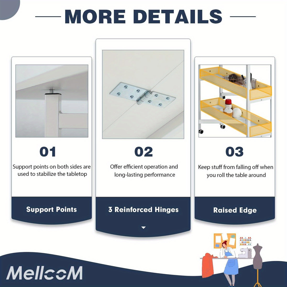 Home Hobby Sewing Table with Storage Shelves, Mobile Folding Cutting Table for Large Fabric, Foldable Craft Table for Home Office & Craft Room