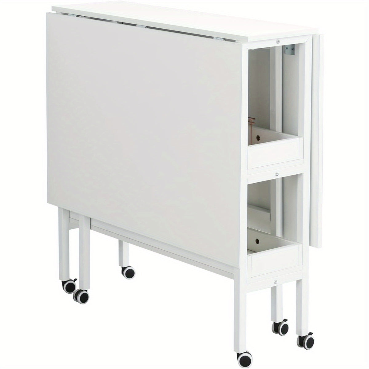 Home Hobby Sewing Table with Storage Shelves, Mobile Folding Cutting Table for Large Fabric, Foldable Craft Table for Home Office & Craft Room