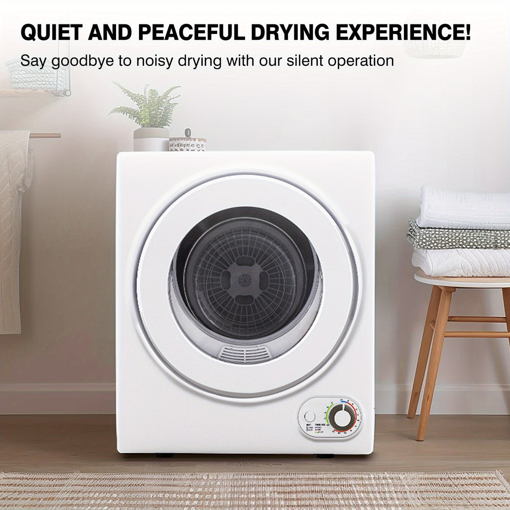 120V Portable Clothes Dryer 850W Compact Laundry Dryers 1.5/1.6/1.8/2.85 Cu.Ft Front Load Stainless Steel Electric Dryers Machine with Stainless Steel Tub for Apartment, Rvs, Dorms, White, Easy to Control